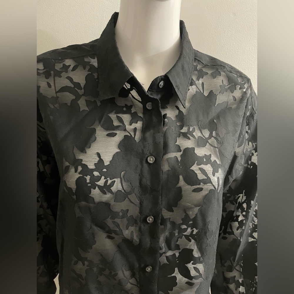 GAP Cropped Shirt Black Button Front size L